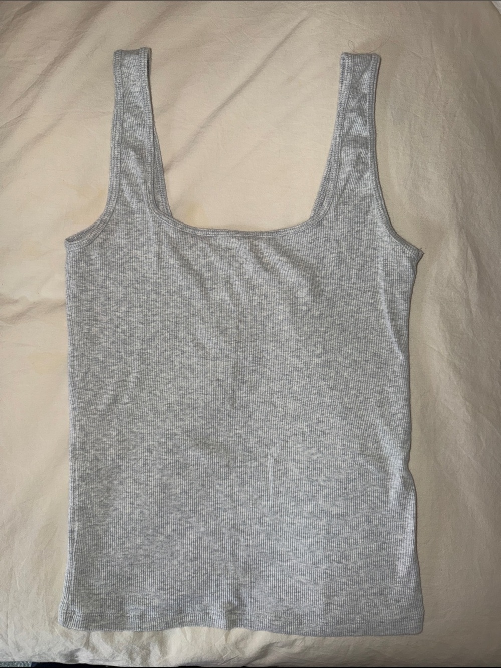 Abercrombie & Fitch Gray Square Neck Ribbed Tank